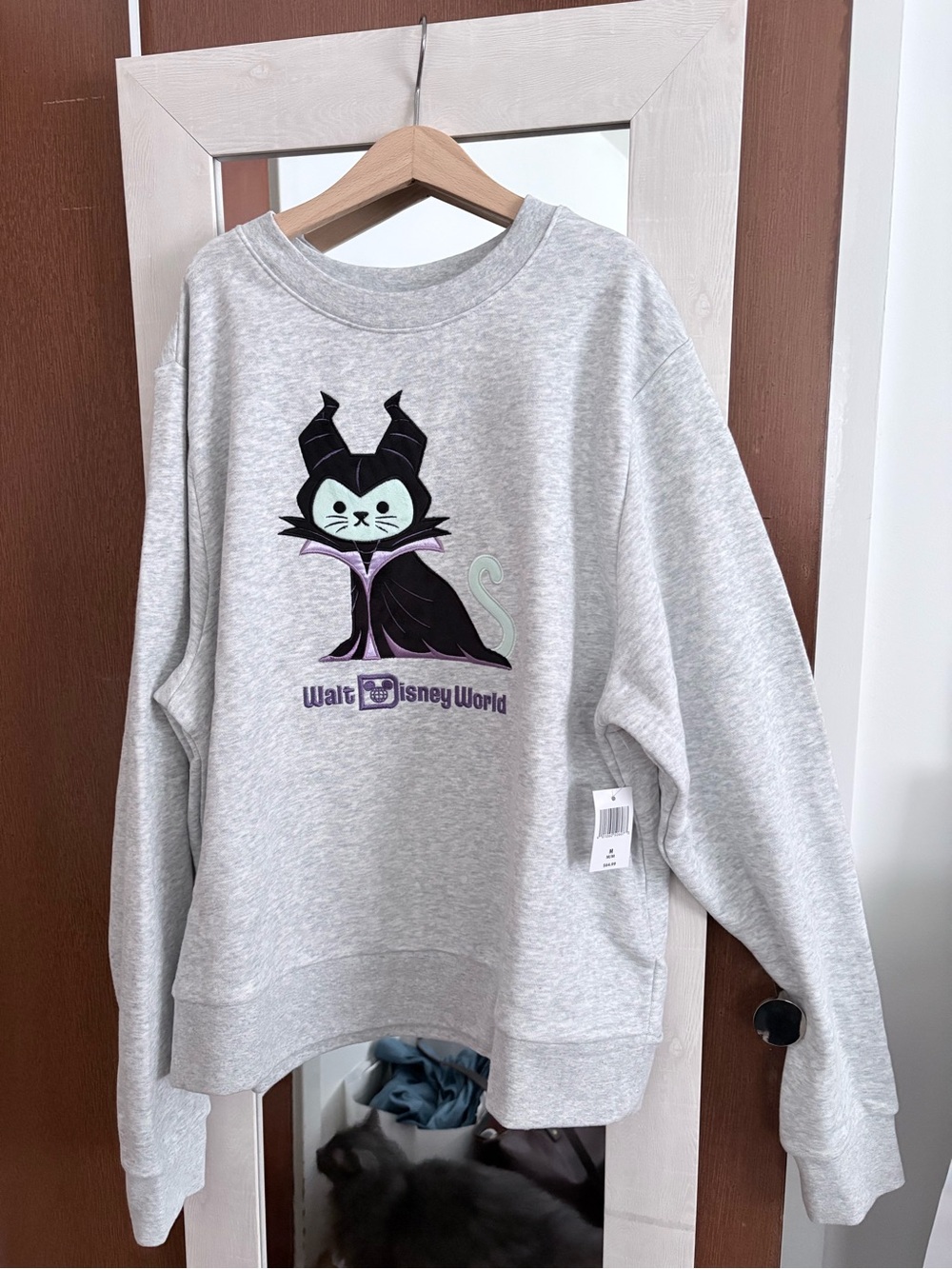 Disney Light Gray Maleficent Cat Sweatshirt